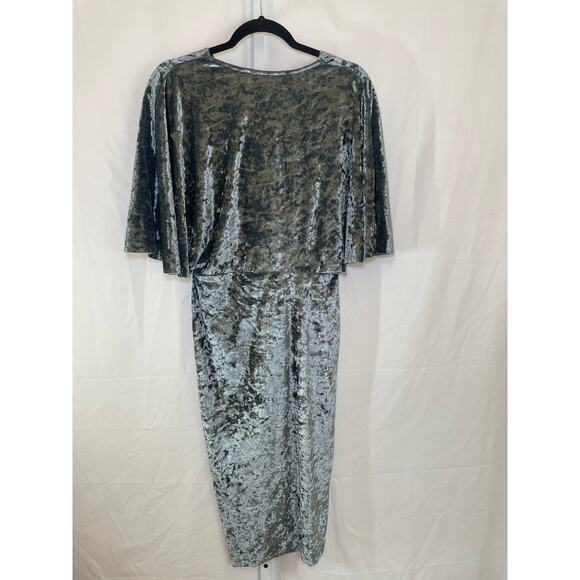 Zara Crush Velvet 70s Style Retro Holiday Party Dress  - Women Size L - Silver - Picture 5 of 5